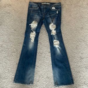 Lower rise flare jeans